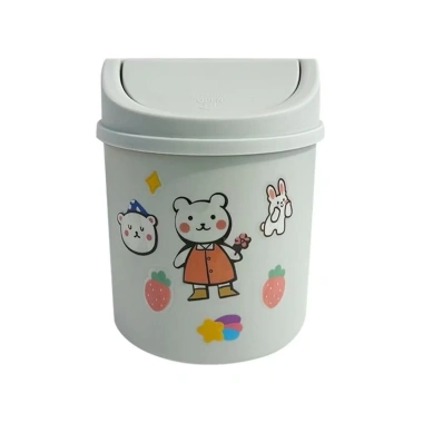 Thùng rác mini hình gấu có nắp kèm hộp đựng bút và đồ cá nhân để bàn, sticker đa màu sắc - 79.900 8