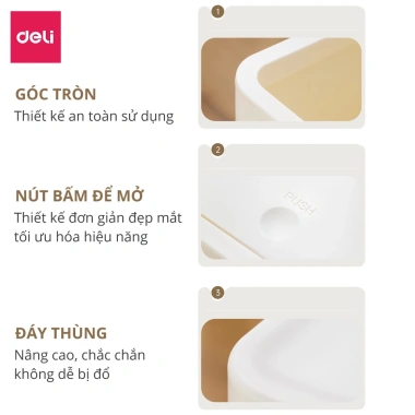 Thùng rác nắp bật nhấn nút PP nguyên sinh, tiết kiệm không gian, kháng khuẩn, giảm mùi - Văn phòng 131k