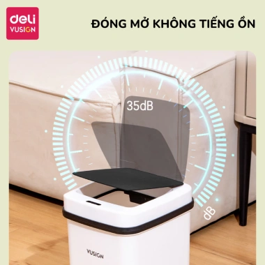 Thùng rác thông minh Deli 15L cảm biến tự đóng mở, dùng pin, dành cho phòng khách bếp - 72.000đ