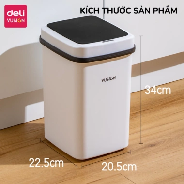 Thùng rác thông minh Deli 15L cảm biến tự đóng mở, dùng pin, dành cho phòng khách bếp - 72.000đ