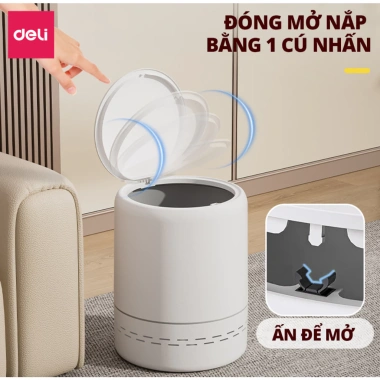 Thùng rác tự động 12L DELIXVUSIGN dạng trụ tròn, căng túi rác, tiết kiệm không gian, giá chỉ 281.000đ 3