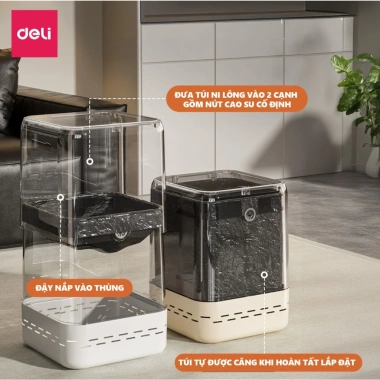Thùng rác tự động 15L DELIxVUSIGN, dáng hộp vuông tiết kiệm không gian, chỉ 265k