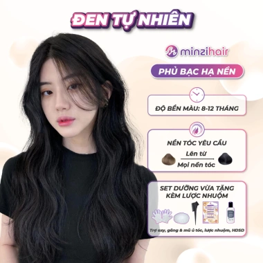 Thuốc nhuộm tóc đen tự nhiên Minzihair - Phủ bạc, lên từ mọi nền tóc, giá 79.000₫