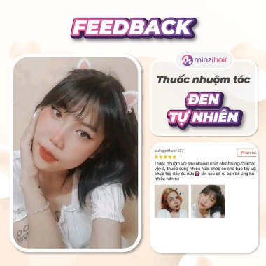 Thuốc nhuộm tóc đen tự nhiên Minzihair - Phủ bạc, lên từ mọi nền tóc, giá 79.000₫ 5 Thuốc nhuộm tóc đen tự nhiên Minzihair - Phủ bạc, lên từ mọi nền tóc, giá 79.000₫ 5