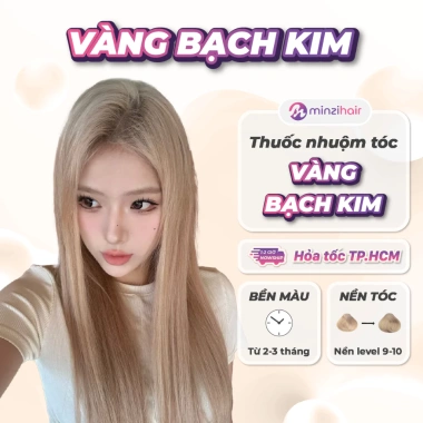 Thuốc nhuộm tóc Màu Bạch Kim - Cần tẩy Minzihair, giảm giá 77.000₫, bảo vệ tóc