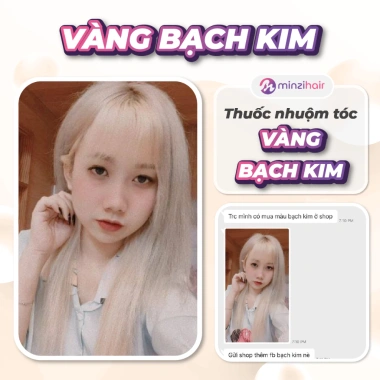 Thuốc nhuộm tóc Màu Bạch Kim - Cần tẩy Minzihair, giảm giá 77.000₫, bảo vệ tóc