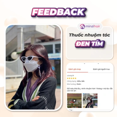 Thuốc nhuộm tóc Màu Đen Tím Minzihair Lên Từ Nền Đen Không Tẩy Giá 77.000₫ 4