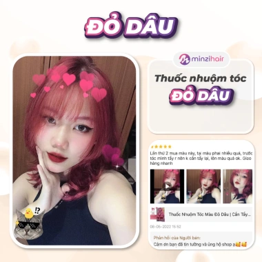 Thuốc nhuộm tóc Màu Đỏ Dâu Minzihair - Cần tẩy tóc, giá 77k, bám màu tốt, giao HCM 2