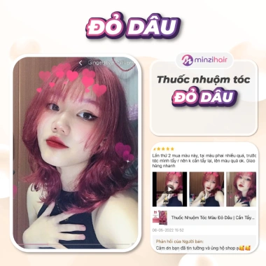 Thuốc nhuộm tóc Màu Đỏ Dâu Minzihair - Cần tẩy tóc, giá 77k, bám màu tốt, giao HCM 3