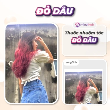 Thuốc nhuộm tóc Màu Đỏ Dâu Minzihair - Cần tẩy tóc, giá 77k, bám màu tốt, giao HCM 5