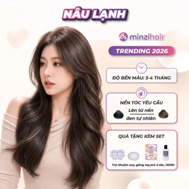 Thuốc nhuộm tóc Màu Nâu Lạnh Minzihair - Lên từ nền đen không tẩy, giá 75.000đ - HCM