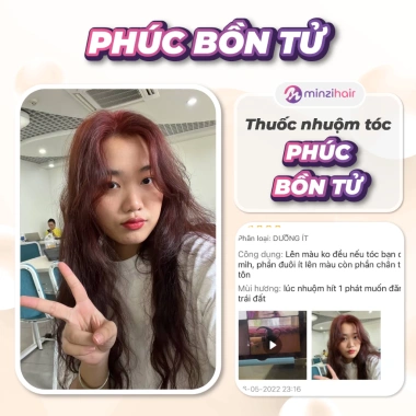 Thuốc nhuộm tóc Màu Phúc Bồn Tử lên từ nền đen không cần tẩy Minzihair 77.000₫