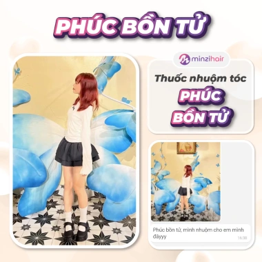 Thuốc nhuộm tóc Màu Phúc Bồn Tử lên từ nền đen không cần tẩy Minzihair 77.000₫