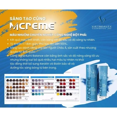 Thuốc Nhuộm Tóc MCREME 100ml Chính Hãng - Công Nghệ Châu Âu, Lên Màu Chuẩn, Bền Đẹp, Ít Mùi - Giá 75.000₫