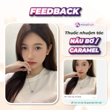 Thuốc nhuộm tóc Nâu Bơ Caramel không tẩy, lên từ nền đen - Minzihair HCM, 77.000₫ 4
