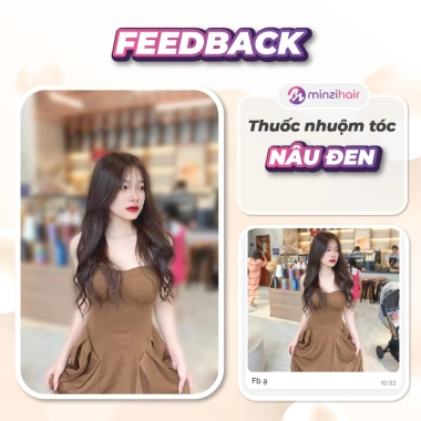 Thuốc nhuộm tóc Nâu Đen Minzihair Phủ bạc hạ nền lên từ nền tự nhiên không tẩy giá 77.000đ 3