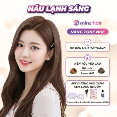 Thuốc nhuộm tóc Nâu Lạnh Sáng Minzihair 2.025 - Lên từ nền nâu sáng, không tẩy, giá 149.000₫