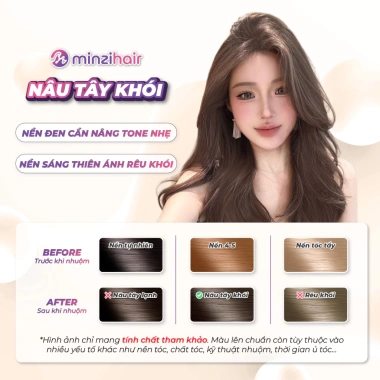 Thuốc nhuộm tóc Nâu Tây Ánh Khói không tẩy Minzihair, giá 77.000 VND, màu tự nhiên