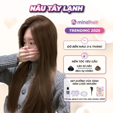 Thuốc nhuộm tóc nâu tây lạnh Minzihair - Nền tự nhiên, không tẩy - Giá chỉ 149.000