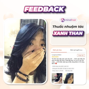 Thuốc nhuộm tóc Xanh Than - xanh dương đen, lên từ nền đen, không cần tẩy, 149.000đ - Minzihair 4 Thuốc nhuộm tóc Xanh Than - xanh dương đen, lên từ nền đen, không cần tẩy, 149.000đ - Minzihair 4