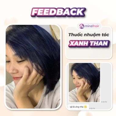 Thuốc nhuộm tóc Xanh Than - xanh dương đen, lên từ nền đen, không cần tẩy, 149.000đ - Minzihair 6 Thuốc nhuộm tóc Xanh Than - xanh dương đen, lên từ nền đen, không cần tẩy, 149.000đ - Minzihair 6
