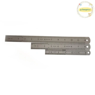 Thước thẳng kim loại Pufangnice 15-30cm thép không gỉ đo hai mặt VN, chính xác cao