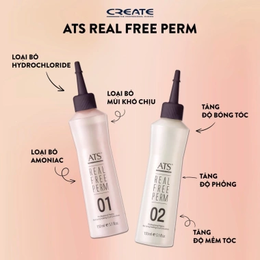 Thuốc Uốn Lạnh ATS Real Free Perm 150ml x2 - Tạo xoăn đẹp, uốn trực tiếp, giảm giá 18% chỉ 145.000₫ 2