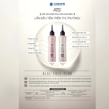 Thuốc Uốn Lạnh ATS Real Free Perm 150ml x2 - Tạo xoăn đẹp, uốn trực tiếp, giảm giá 18% chỉ 145.000₫ 3