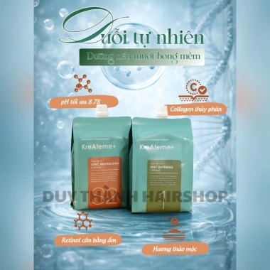 Thuốc Uốn Nóng Ép Duỗi KreAteme 970g Chính Hãng Duỗi Tóc Khỏe Uốn Căng Sóng Ép Thẳng Bóng Mượt 140k