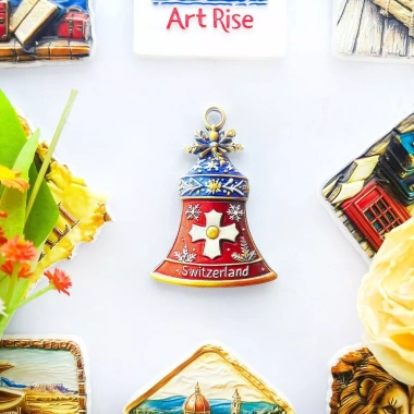 Thụy Sĩ Chuông Đỏ Bông Tuyết Nhỏ - Miếng Dán 3D Chữ Thập cho Tủ Lạnh, Nhãn Dán Quà Tặng Du Lịch, Giá Ưu Đãi 211,200₫