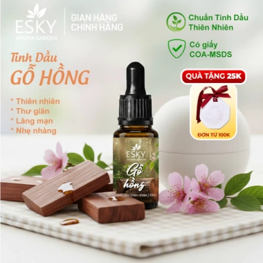 Tinh Dầu Gỗ Hồng Nguyên Chất ESKY AROMA GARDEN - Xông Phòng, Thông Mũi, Đuổi Muỗi 10ml/20ml 115k