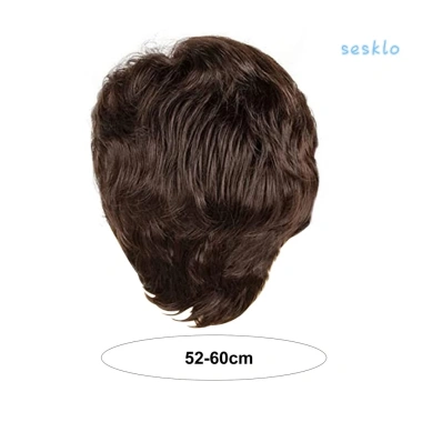 Tóc giả nam ngắn xoăn tự nhiên, sợi sóng đen nâu, nổ lông tơ, chịu nhiệt cao - 259.200₫