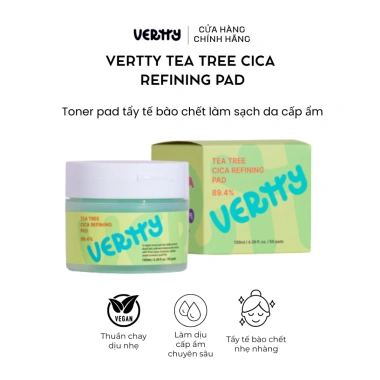 Toner Pad Vertty Tea Tree CICA 89,4% - Làm dịu da, 130ml 50 miếng, chỉ 155.000₫