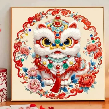 Tốt Lành Đánh Thức Sư Tử Cross Stitch Full Thêu 2.026 Phong Cách Trung Hoa Handmade DIY Bộ Thêu Giá 277k