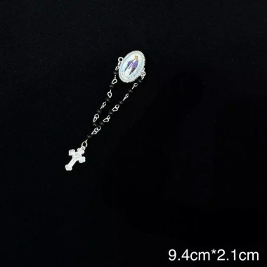 Trâm cài tôn giáo 2 chiếc - Cánh thánh kim loại và ngọc trai, quà rửa tội công giáo, 68.200₫