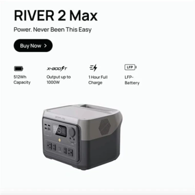 Trạm sạc điện di động EcoFlow RIVER 2 Max chính hãng – Bảo hành 5 năm, giá chỉ 7.171.176₫ 2 Trạm sạc điện di động EcoFlow RIVER 2 Max chính hãng – Bảo hành 5 năm, giá chỉ 7.171.176₫ 2