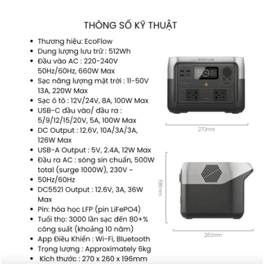 Trạm sạc điện di động EcoFlow RIVER 2 Max chính hãng – Bảo hành 5 năm, giá chỉ 7.171.176₫