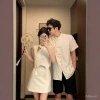 Trang phục cặp đôi Trung Quốc áo sơ mi ngắn tay cổ đứng, mặt dây chuyền, vòng nút - Mùa hè rực rỡ, giảm 22% 2