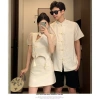 Trang phục cặp đôi Trung Quốc áo sơ mi ngắn tay cổ đứng, mặt dây chuyền, vòng nút - Mùa hè rực rỡ, giảm 22% 8
