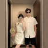 Trang phục cặp đôi Trung Quốc áo sơ mi ngắn tay cổ đứng, mặt dây chuyền, vòng nút - Mùa hè rực rỡ, giảm 22% 10