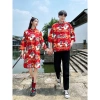 Trang phục đôi Trung Hoa áo sơ mi & qipao in cần cẩu, cổ đứng rời, đa kích thước - Giảm giá 3