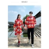 Trang phục đôi Trung Hoa áo sơ mi & qipao in cần cẩu, cổ đứng rời, đa kích thước - Giảm giá 6
