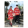 Trang phục đôi Trung Hoa áo sơ mi & qipao in cần cẩu, cổ đứng rời, đa kích thước - Giảm giá 8