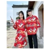 Trang phục đôi Trung Hoa áo sơ mi & qipao in cần cẩu, cổ đứng rời, đa kích thước - Giảm giá 9