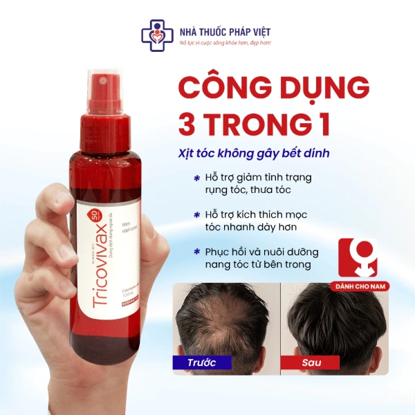Hướng dẫn sử dụng Tricovivax Minoxidil 5% & 2% đúng cách để tối ưu quá trình nuôi dưỡng tóc