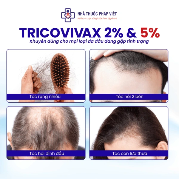 Hình ảnh sản phẩm Tricovivax Minoxidil 5% & 2% 100ml - Mọc tóc mới, giảm rụng tóc, ngừa hói đầu