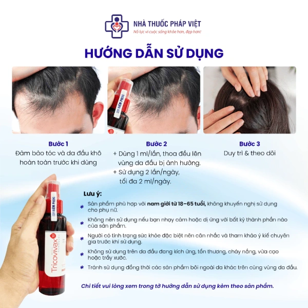 Hình ảnh sản phẩm Tricovivax Minoxidil 5% & 2% 100ml - Mọc tóc mới, giảm rụng tóc, ngừa hói đầu