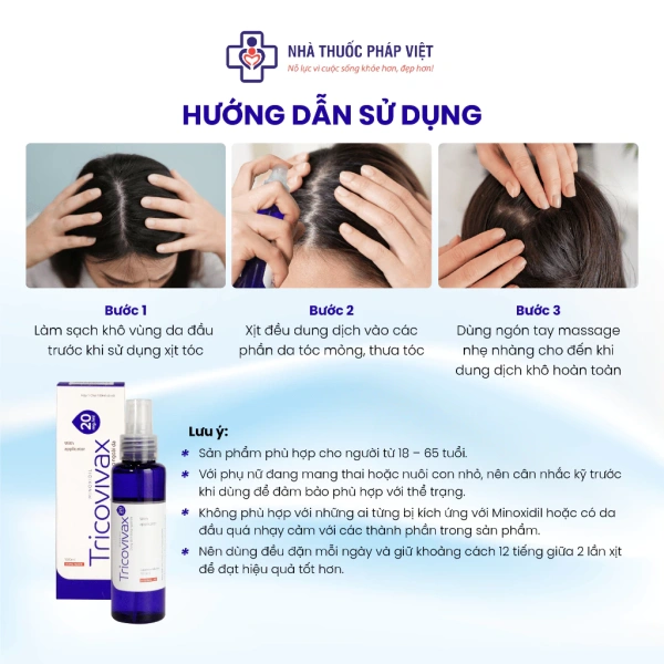 Hình ảnh sản phẩm Tricovivax Minoxidil 5% & 2% 100ml - Mọc tóc mới, giảm rụng tóc, ngừa hói đầu