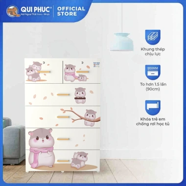 Tủ nhựa Deli Max 5 tầng QUI PHÚC - Đựng quần áo lớn gấp 1.5, khung thép chắc chắn, bền đẹp, giảm giá 23%