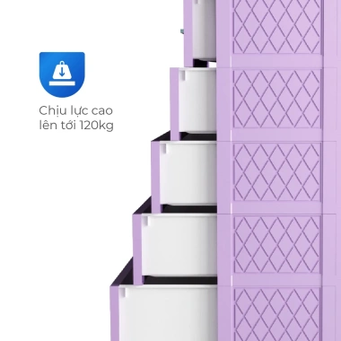Tủ nhựa Deli Max 5 tầng QUI PHÚC - Đựng quần áo lớn gấp 1.5, khung thép chắc chắn, bền đẹp, giảm giá 23%